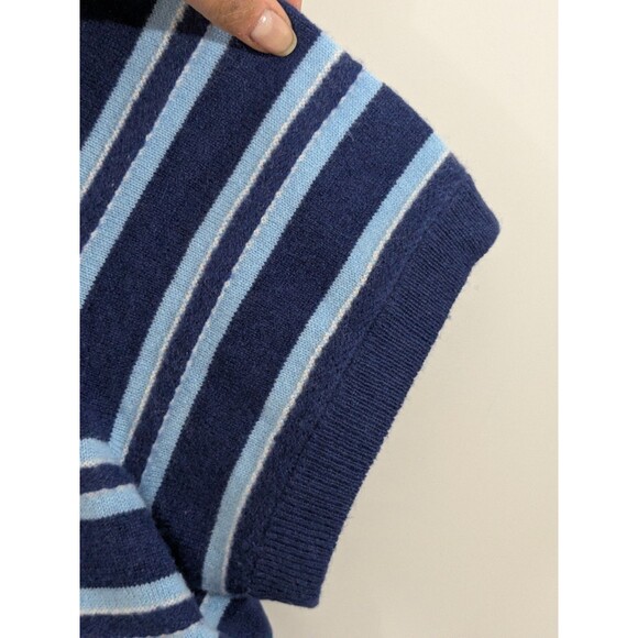 J.Crew Cashmere Short Sleeve Cardigan in Blue Stripes Gold Buttons Nautical XL - Picture 10 of 13